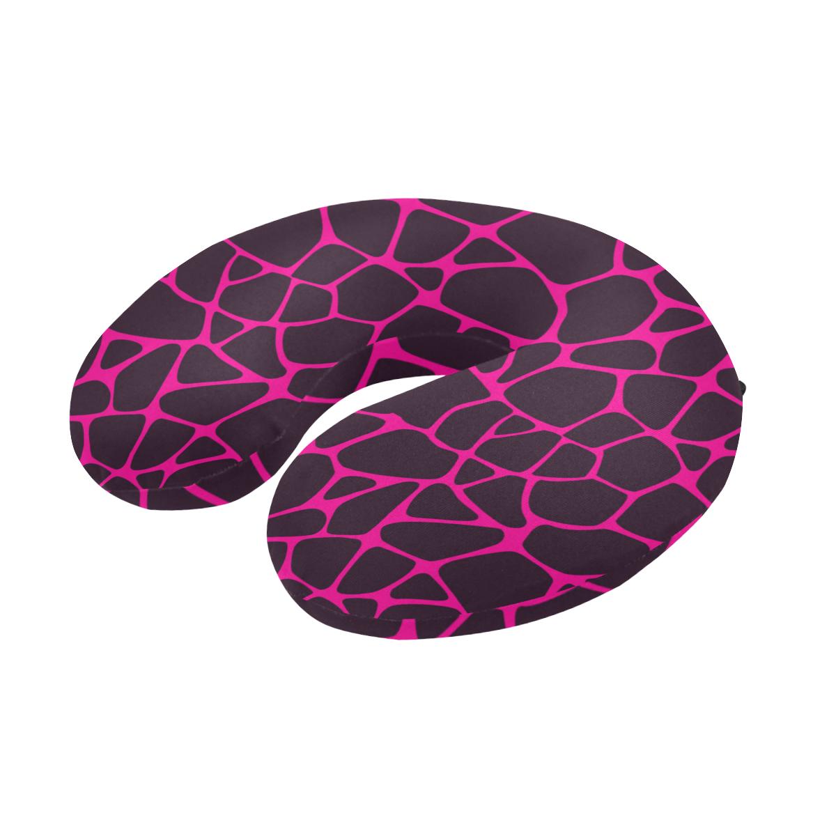 Giraffe Pink Background Texture Print U-Shaped Travel Neck Pillow-JTAMIGO.COM