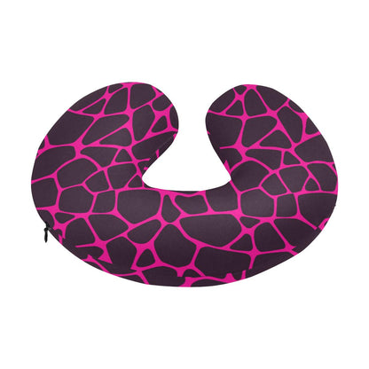 Giraffe Pink Background Texture Print U-Shaped Travel Neck Pillow-JTAMIGO.COM