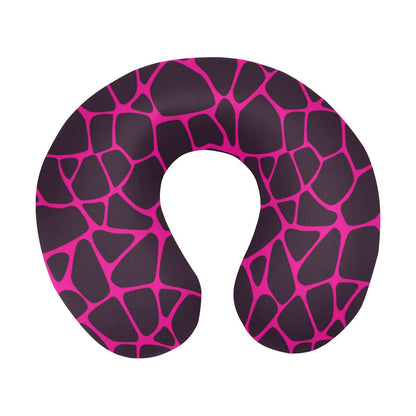 Giraffe Pink Background Texture Print U-Shaped Travel Neck Pillow-JTAMIGO.COM