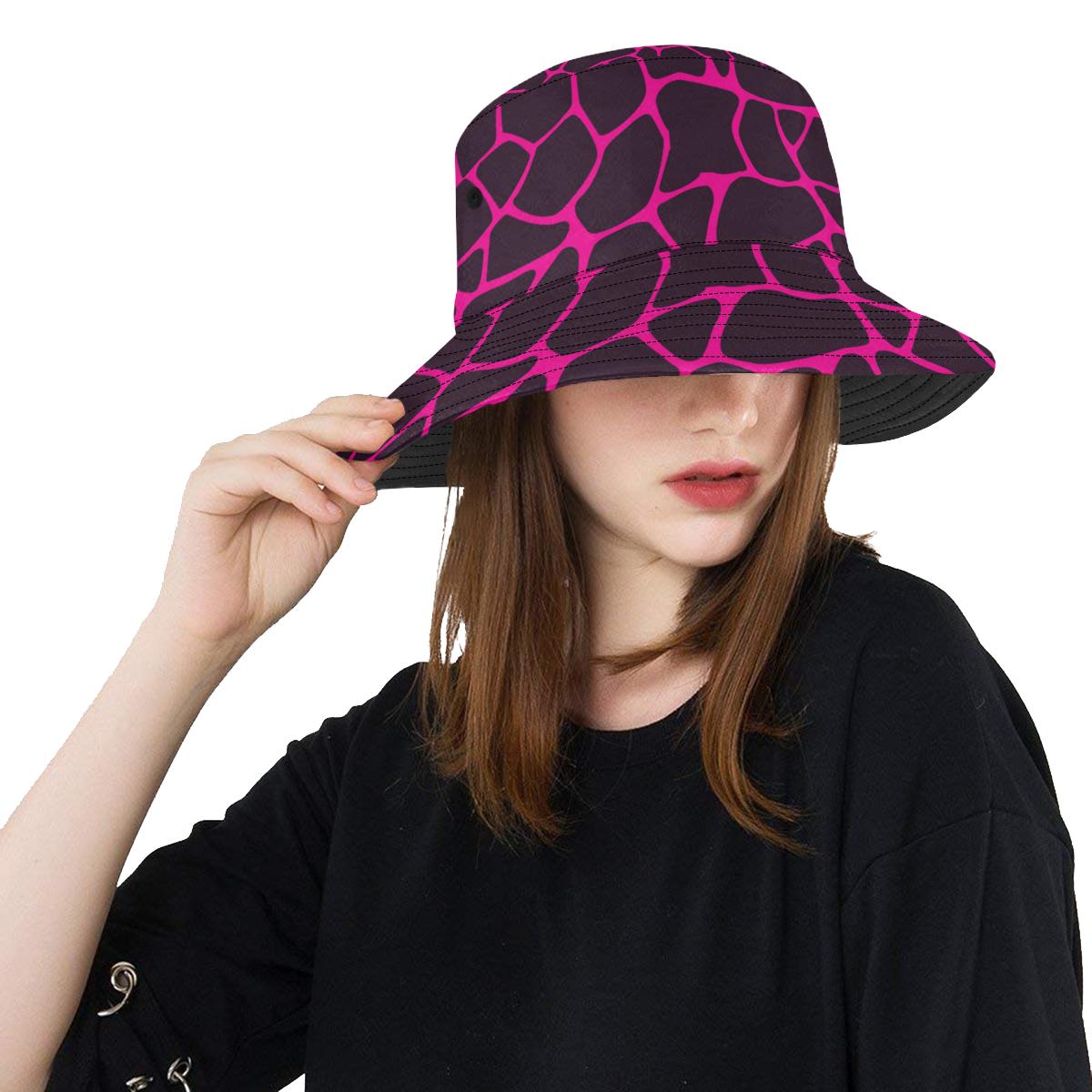 Giraffe Pink Background Texture Print Unisex Bucket Hat