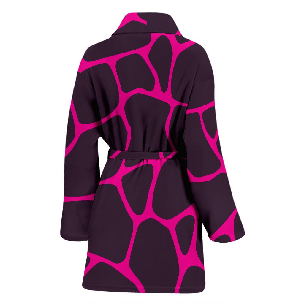 Giraffe Pink Background Texture Print Women Bath Robe-JTAMIGO.COM