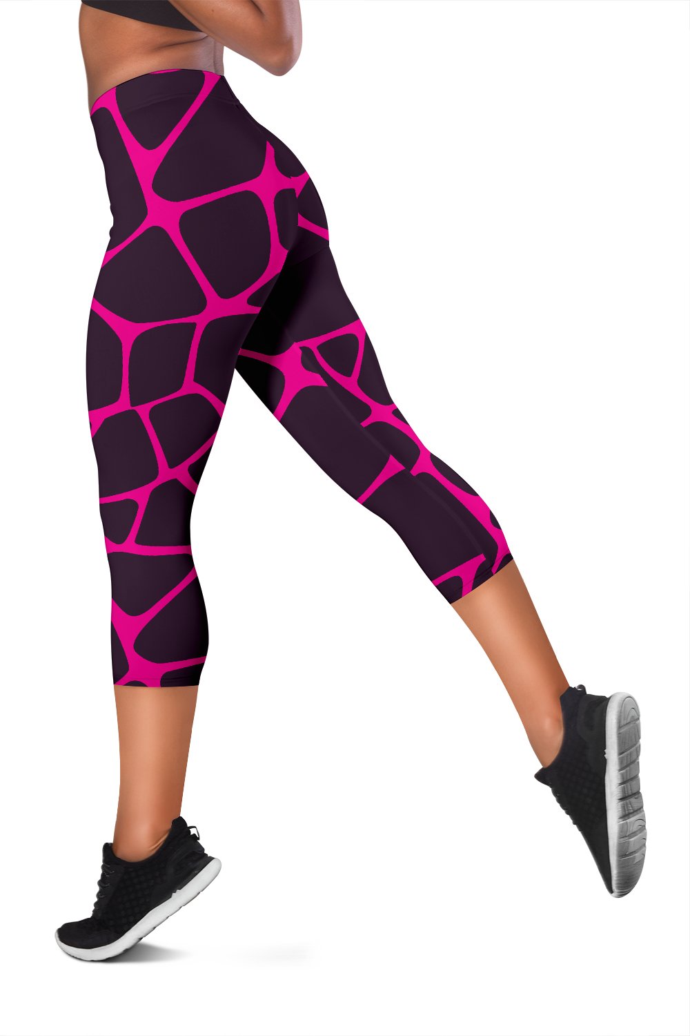Giraffe Pink Background Texture Print Women Capris