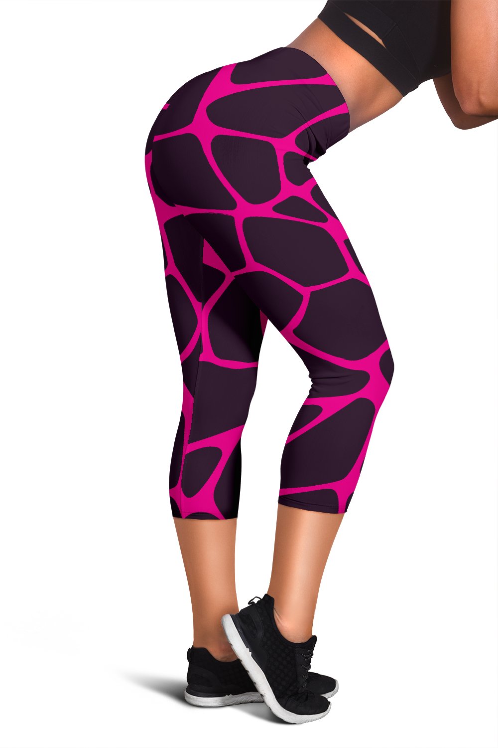 Giraffe Pink Background Texture Print Women Capris