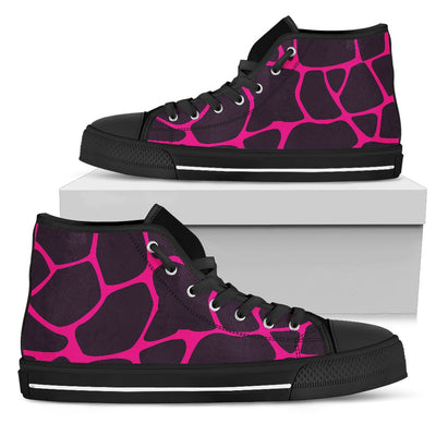 Giraffe Pink Background Texture Print Women High Top Shoes