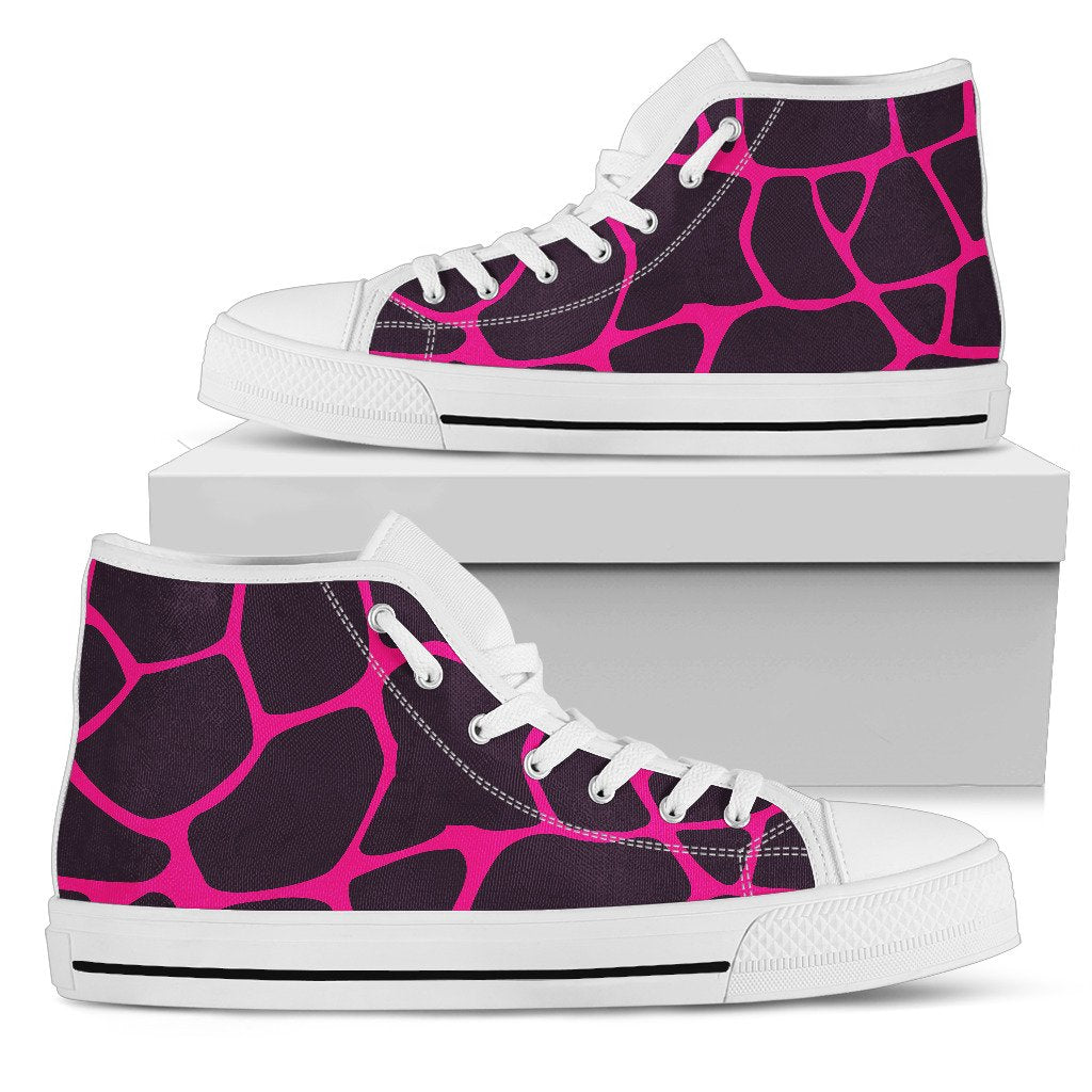 Giraffe Pink Background Texture Print Women High Top Shoes