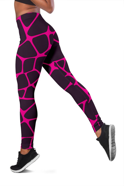 Giraffe Pink Background Texture Print Women Leggings