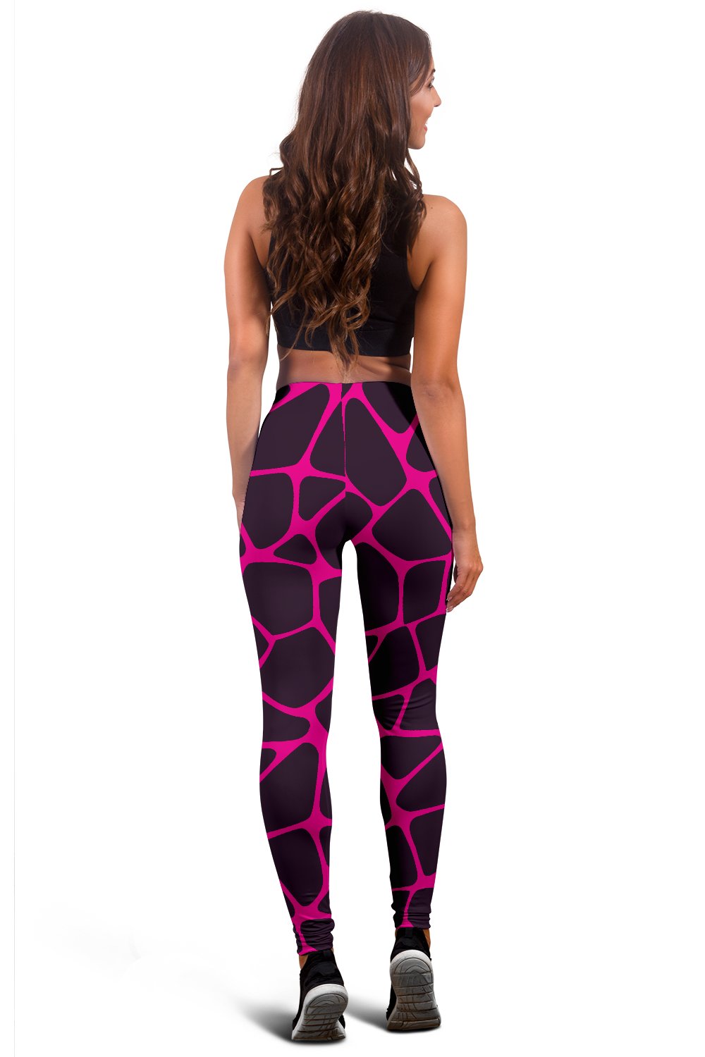 Giraffe Pink Background Texture Print Women Leggings