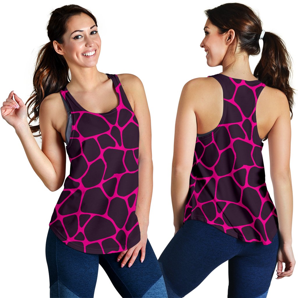 Giraffe Pink Background Texture Print Women Racerback Tank Top