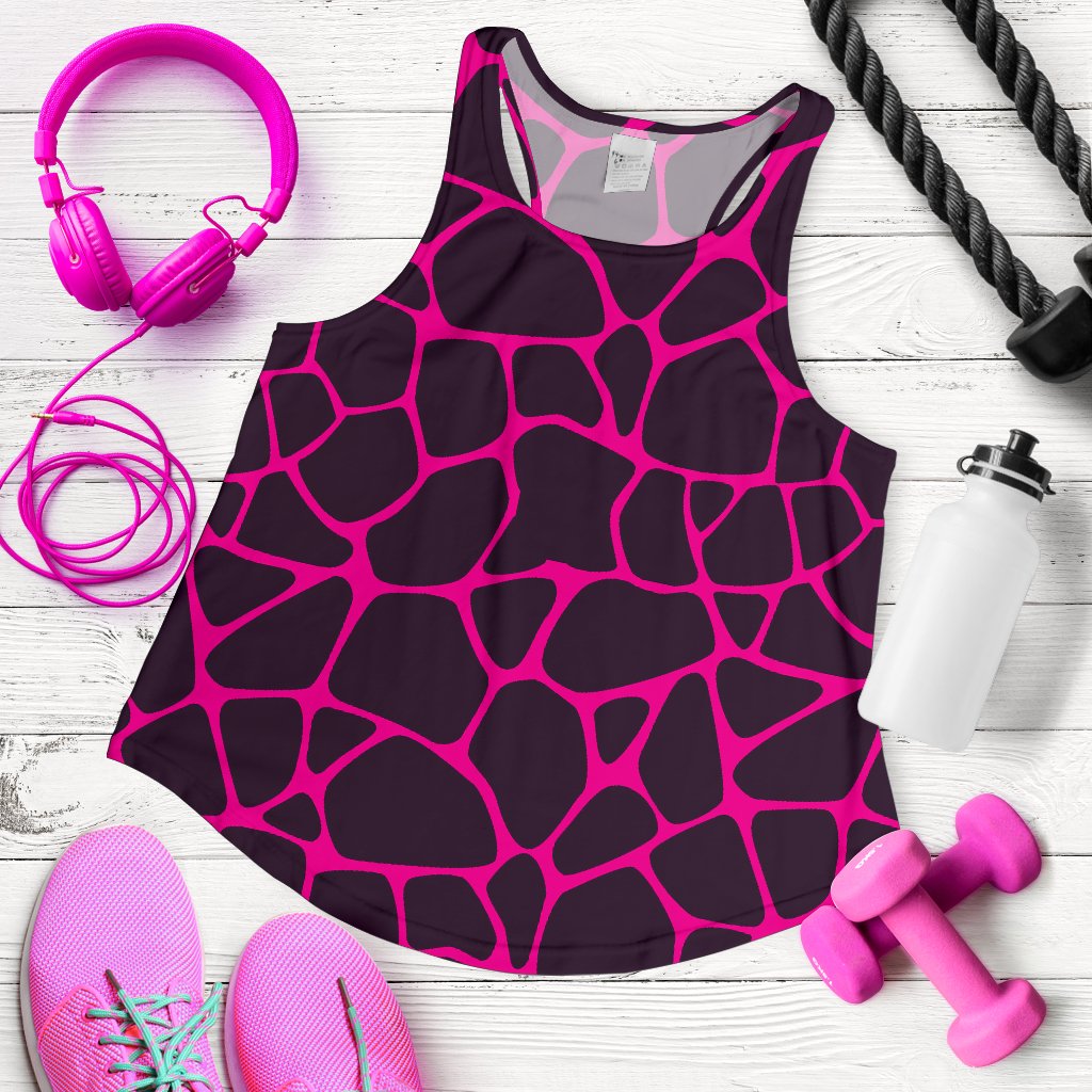 Giraffe Pink Background Texture Print Women Racerback Tank Top