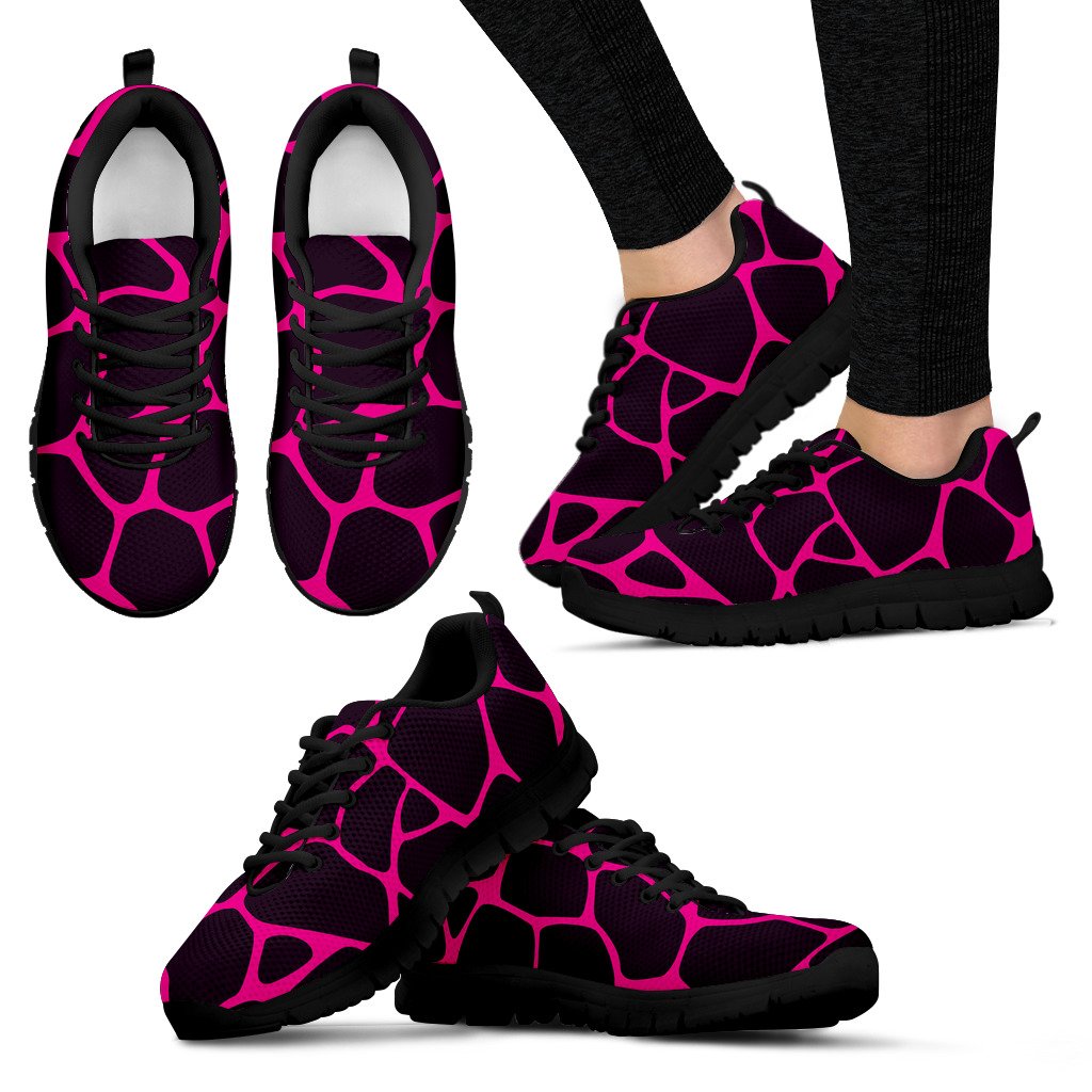 Giraffe Pink Background Texture Print Women Sneakers Shoes