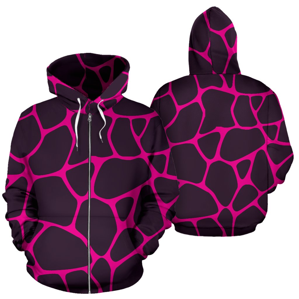 Giraffe Pink Background Texture Print Zip Up Hoodie
