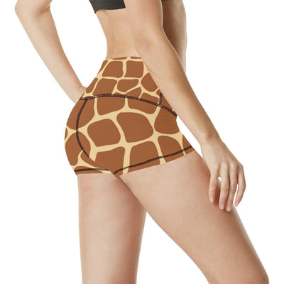 Giraffe Texture Print High Waisted Spandex Shorts-JTAMIGO.COM