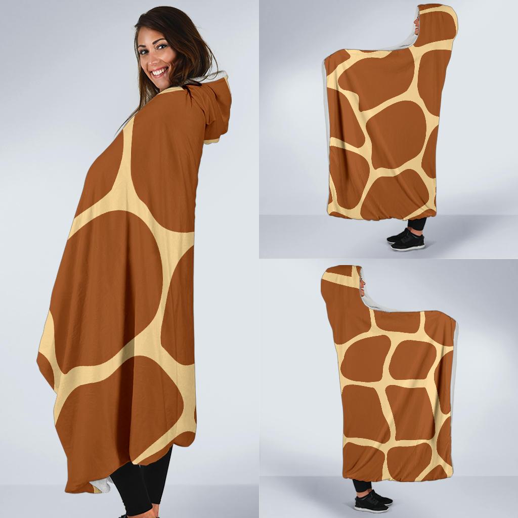 Giraffe Texture Print Hooded Blanket-JTAMIGO.COM