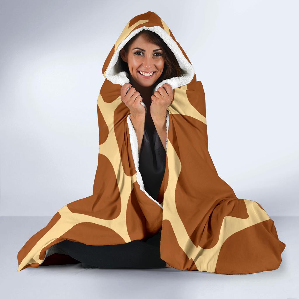 Giraffe Texture Print Hooded Blanket-JTAMIGO.COM