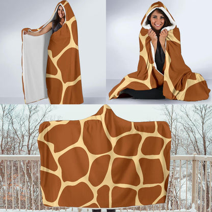 Giraffe Texture Print Hooded Blanket-JTAMIGO.COM