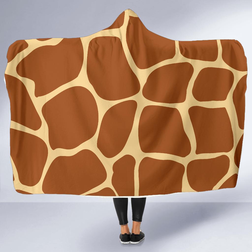 Giraffe Texture Print Hooded Blanket-JTAMIGO.COM
