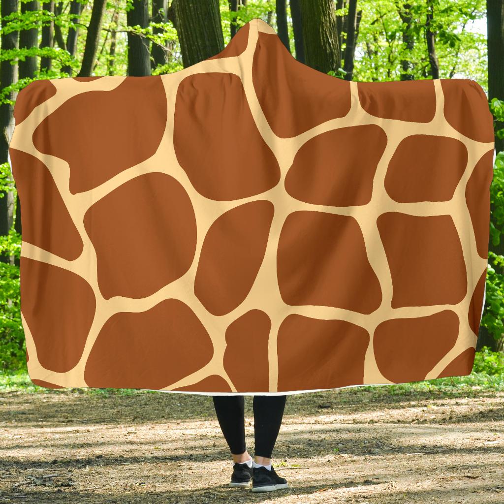 Giraffe Texture Print Hooded Blanket-JTAMIGO.COM
