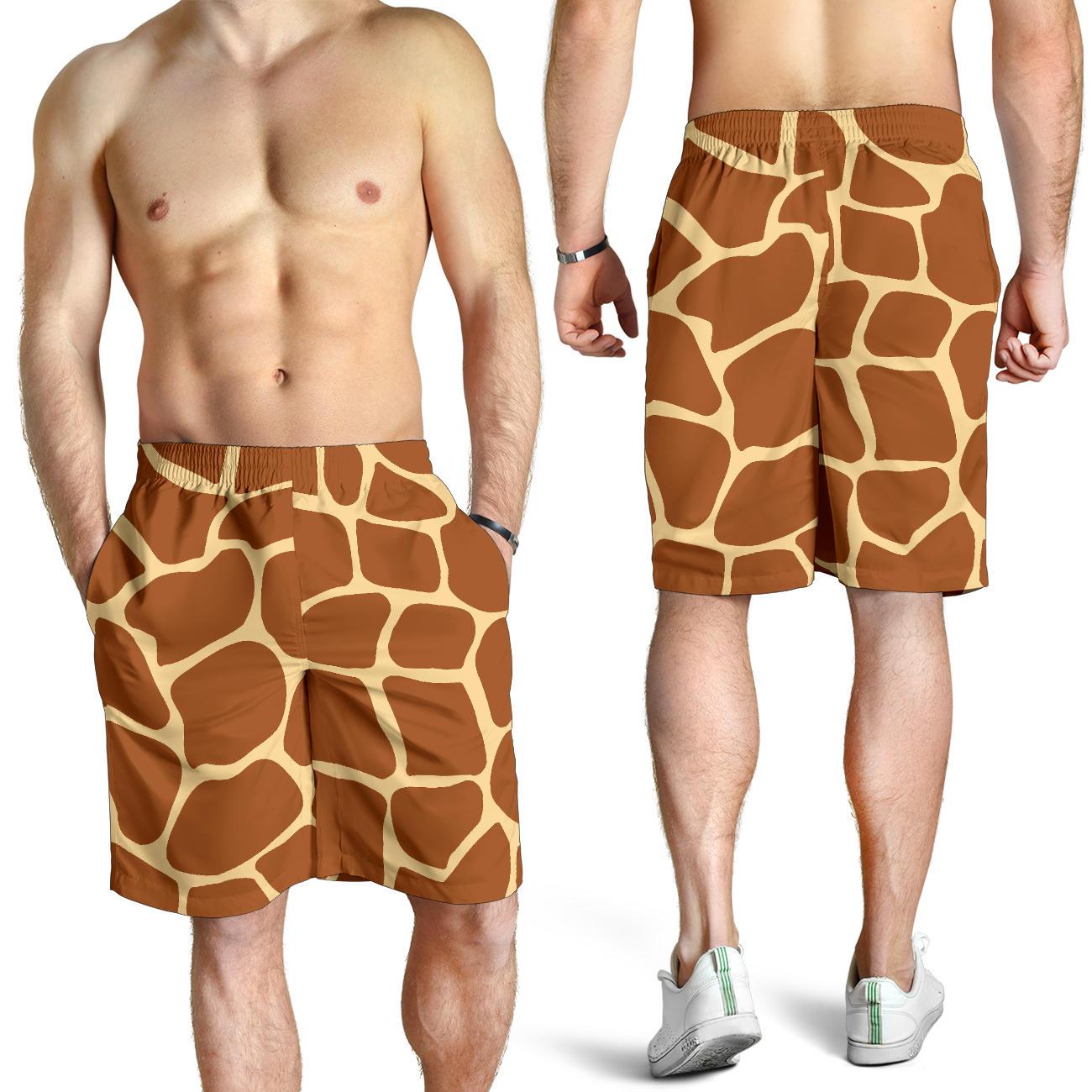 Giraffe Texture Print Mens Shorts-JTAMIGO.COM