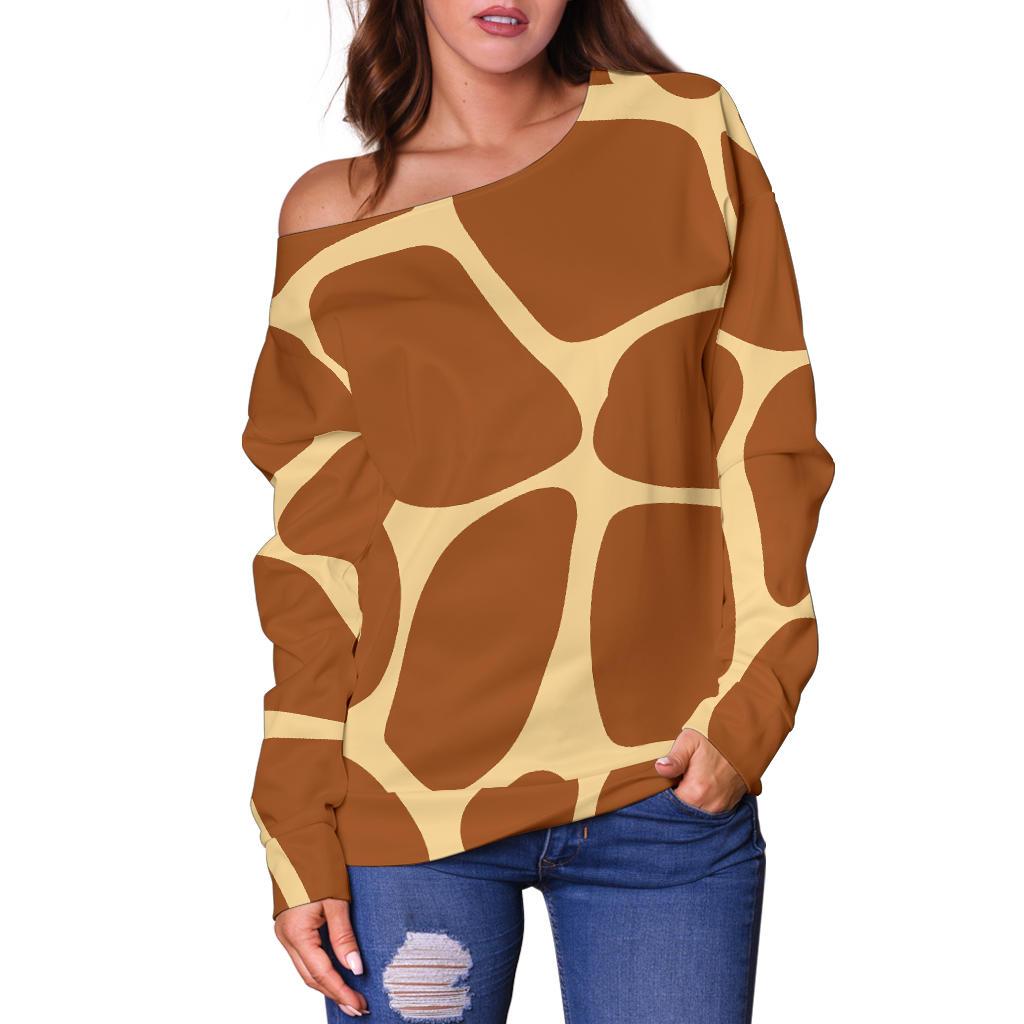 Giraffe Texture Print Off Shoulder Sweatshirt