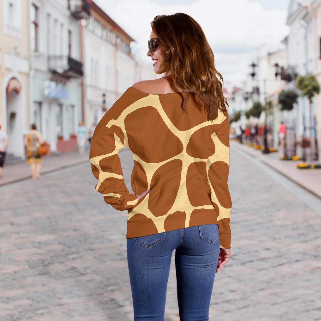 Giraffe Texture Print Off Shoulder Sweatshirt
