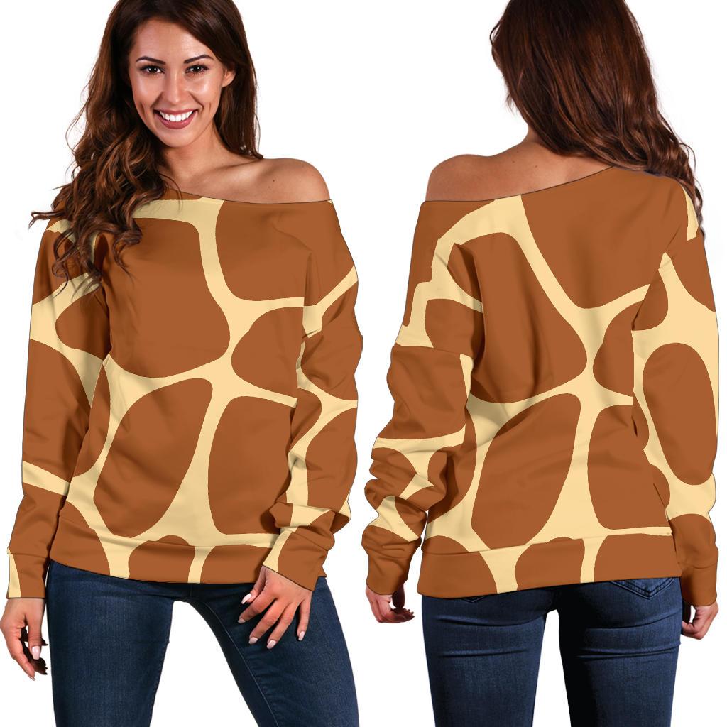 Giraffe Texture Print Off Shoulder Sweatshirt
