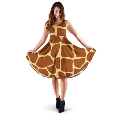 Giraffe Texture Print Sleeveless Dress