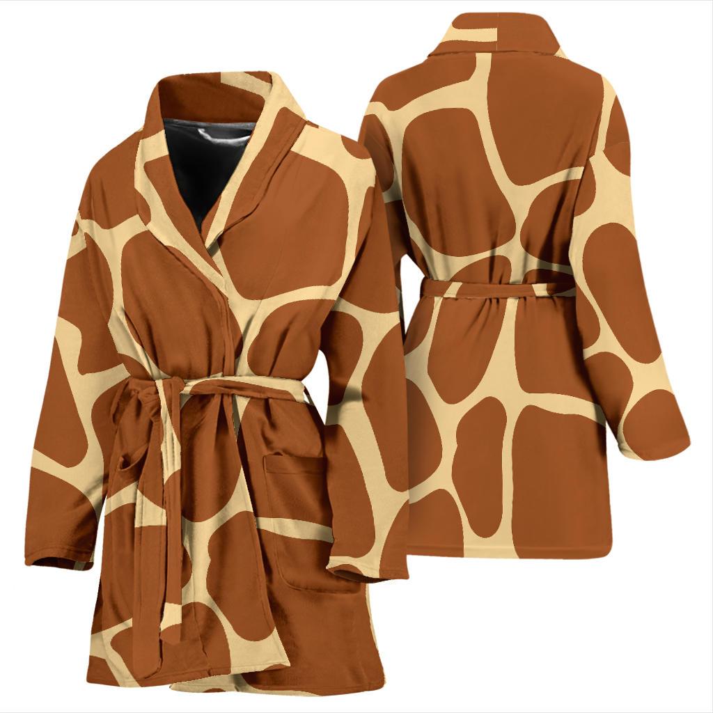Giraffe Texture Print Women Bath Robe-JTAMIGO.COM