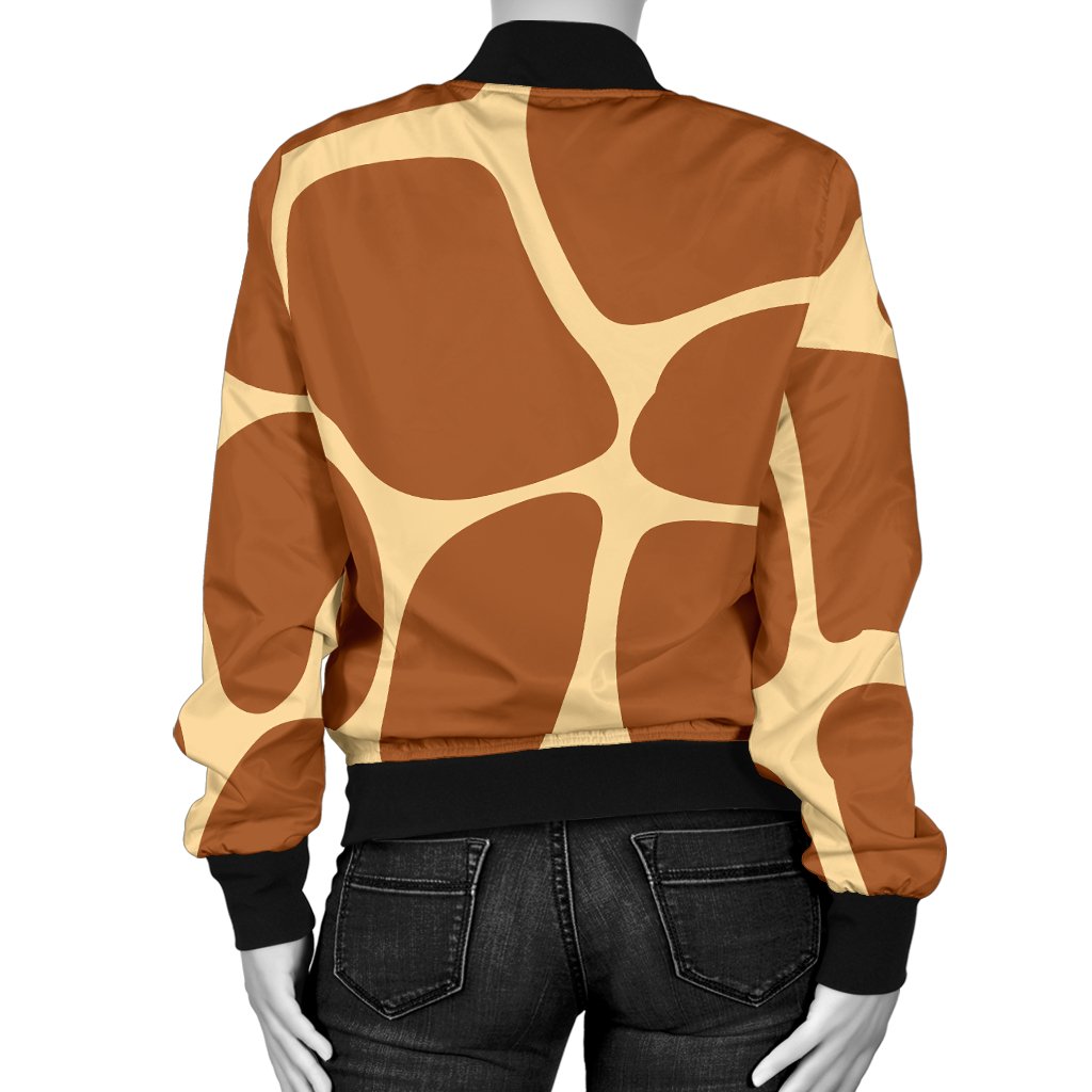 Giraffe Texture Print Women Casual Bomber Jacket
