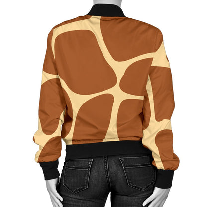 Giraffe Texture Print Women Casual Bomber Jacket