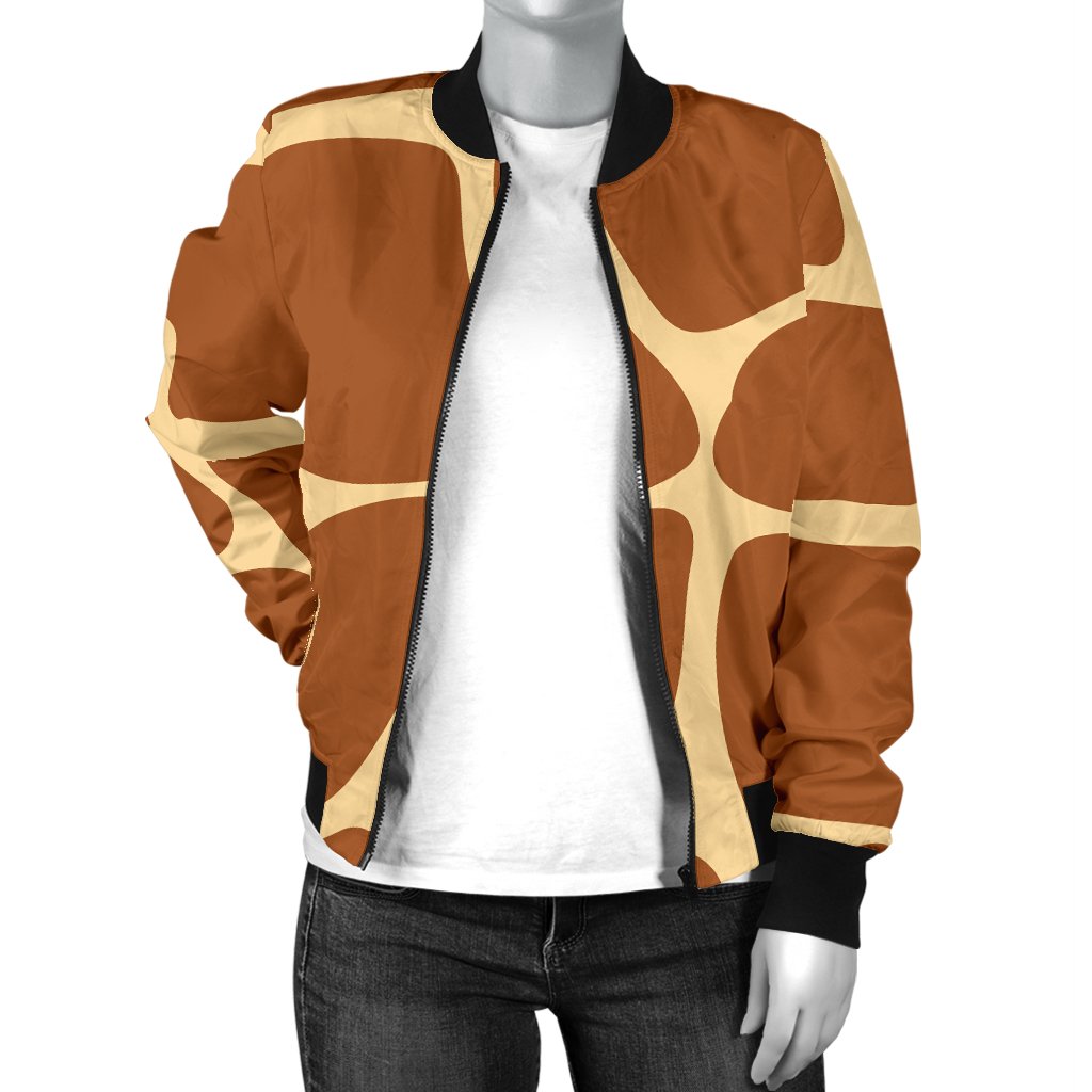 Giraffe Texture Print Women Casual Bomber Jacket