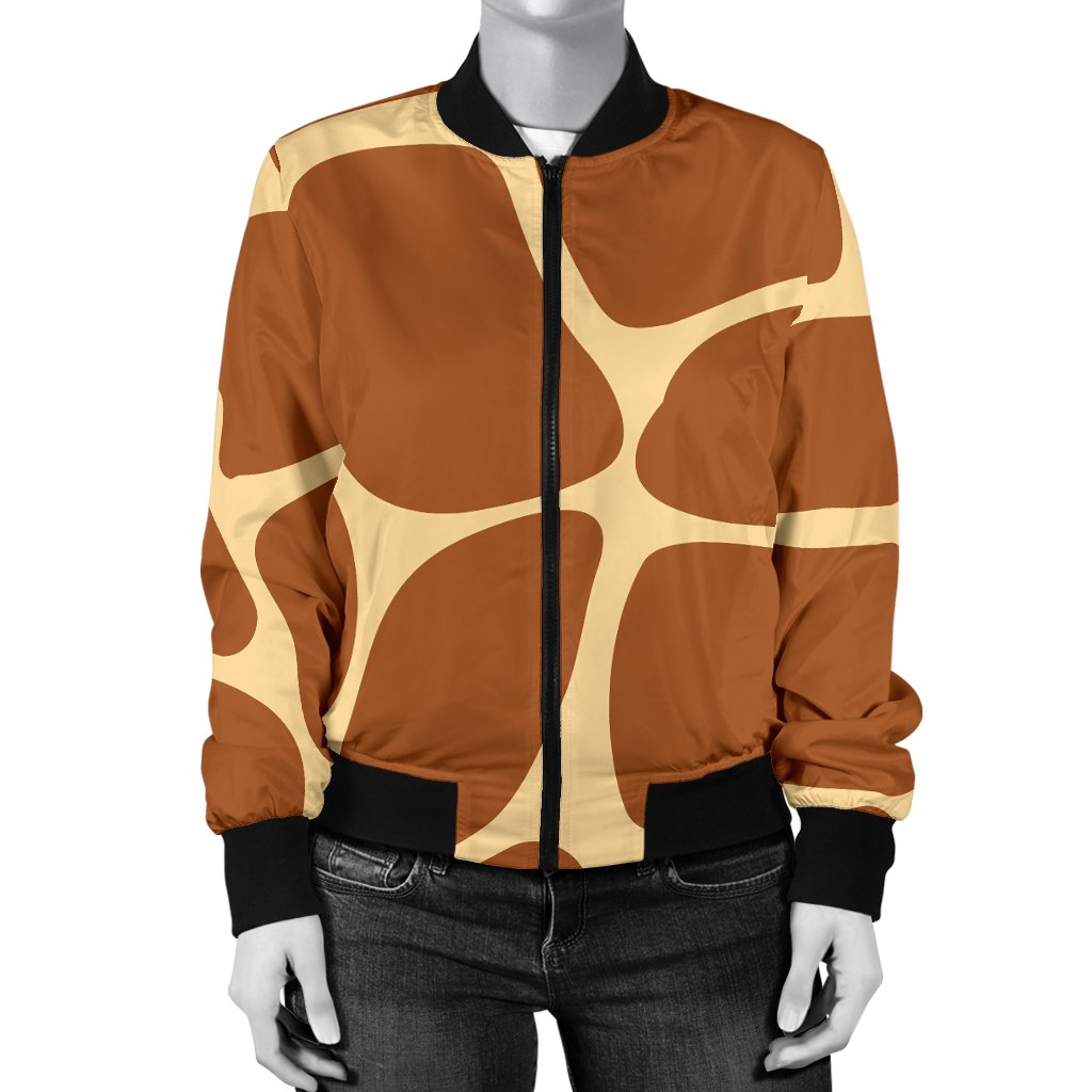 Giraffe Texture Print Women Casual Bomber Jacket