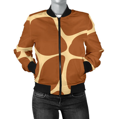 Giraffe Texture Print Women Casual Bomber Jacket