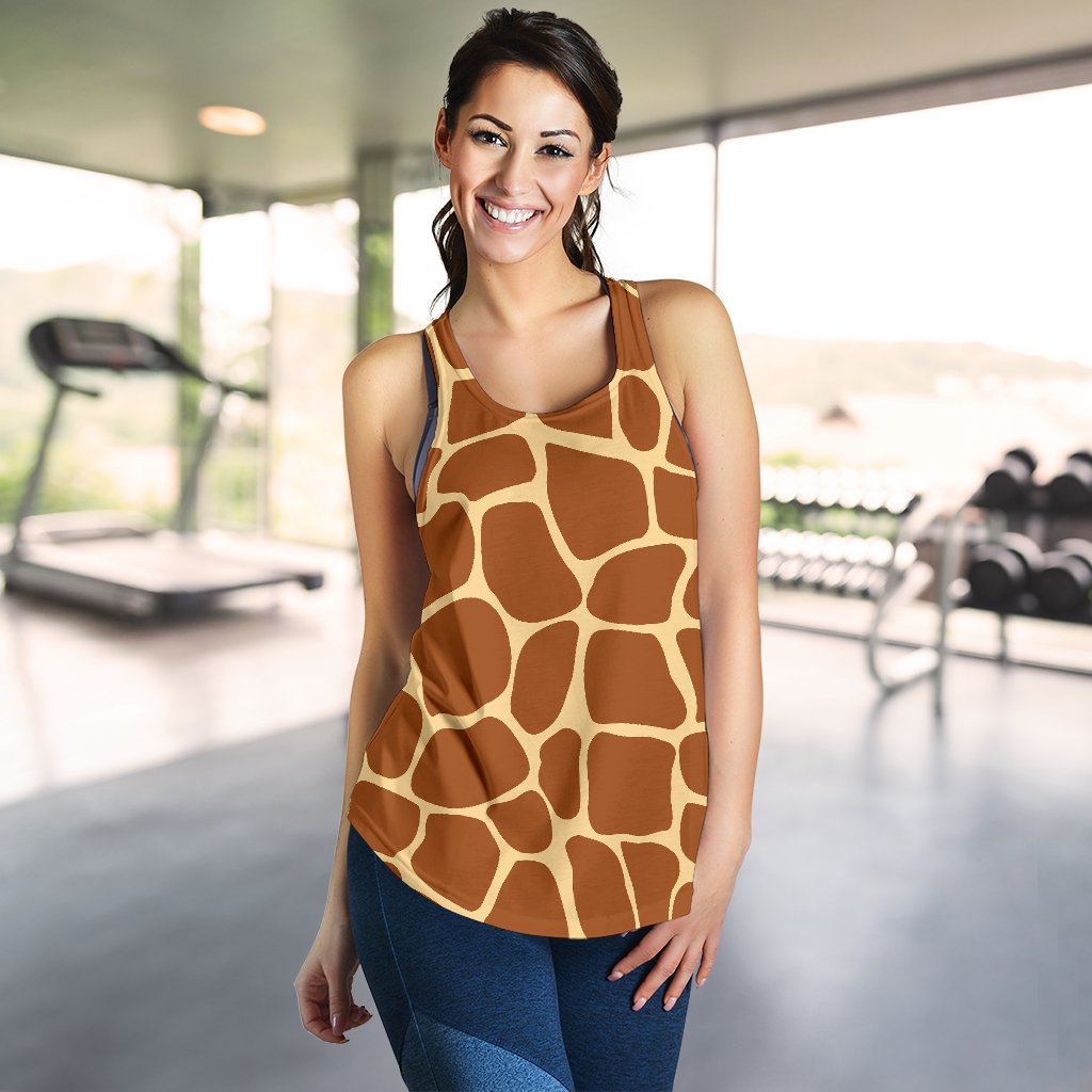 Giraffe Texture Print Women Racerback Tank Top