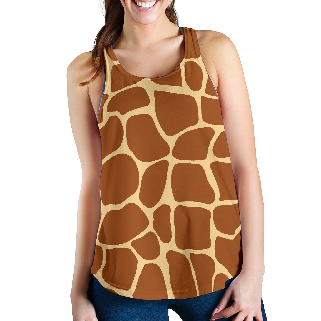 Giraffe Texture Print Women Racerback Tank Top