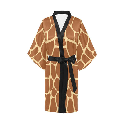 Giraffe Texture Print Women Short Kimono Robe