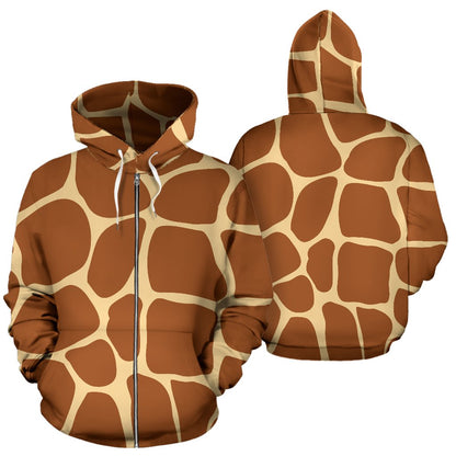 Giraffe Texture Print Zip Up Hoodie