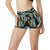 Gold Glitter Cyan Tropical Palm Leaves High Waisted Spandex Shorts-JTAMIGO.COM