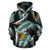 Gold Glitter Cyan Tropical Palm Leaves Pullover Hoodie