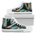 Gold Glitter Cyan Tropical Palm Leaves Women High Top Shoes