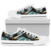 Gold Glitter Cyan Tropical Palm Leaves Women Low Top Shoes