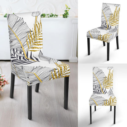 Gold Glitter Tropical Palm Leaves Dinning Chair Slipper-JTAMIGO.COM
