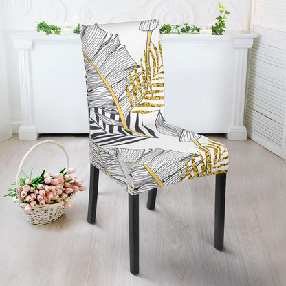 Gold Glitter Tropical Palm Leaves Dinning Chair Slipper-JTAMIGO.COM