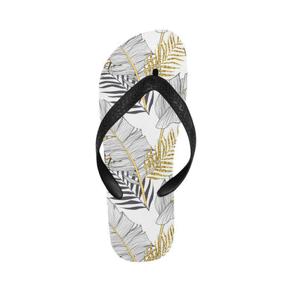 Gold Glitter Tropical Palm Leaves Flip Flops-JTAMIGO.COM