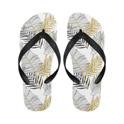 Gold Glitter Tropical Palm Leaves Flip Flops-JTAMIGO.COM