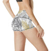 Gold Glitter Tropical Palm Leaves High Waisted Spandex Shorts-JTAMIGO.COM