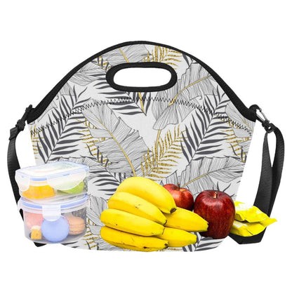 Gold Glitter Tropical Palm Leaves Neoprene Lunch Bag (Model 1669)(Large)-JTAMIGO.COM