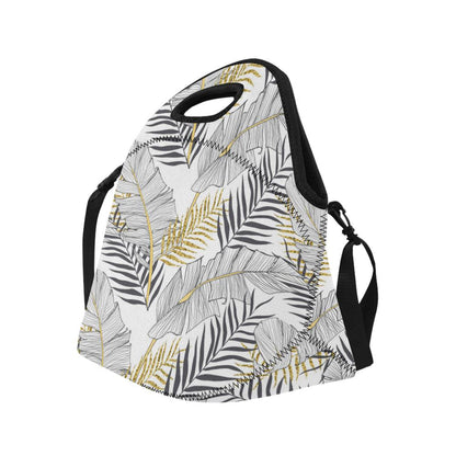 Gold Glitter Tropical Palm Leaves Neoprene Lunch Bag (Model 1669)(Large)-JTAMIGO.COM