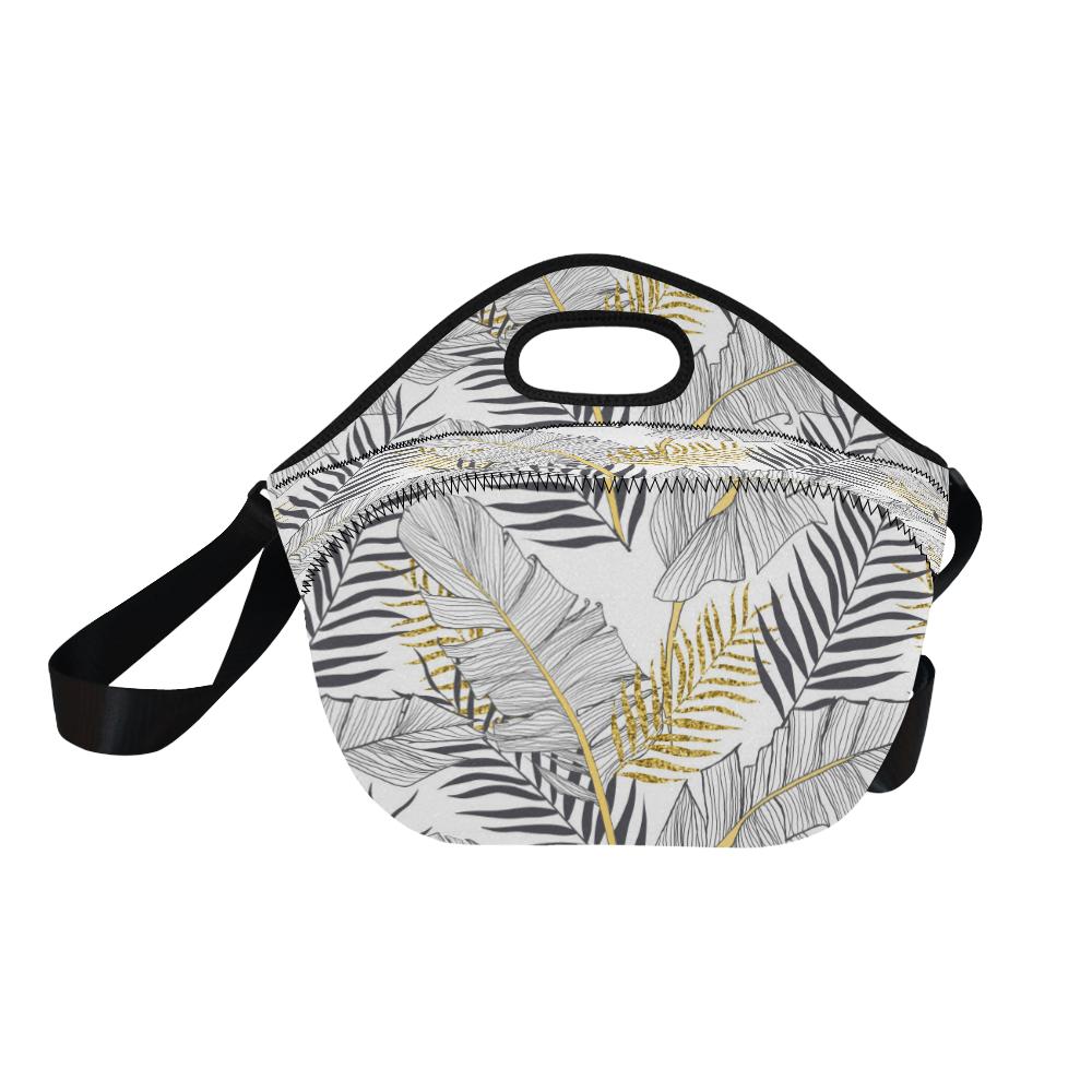 Gold Glitter Tropical Palm Leaves Neoprene Lunch Bag (Model 1669)(Large)-JTAMIGO.COM