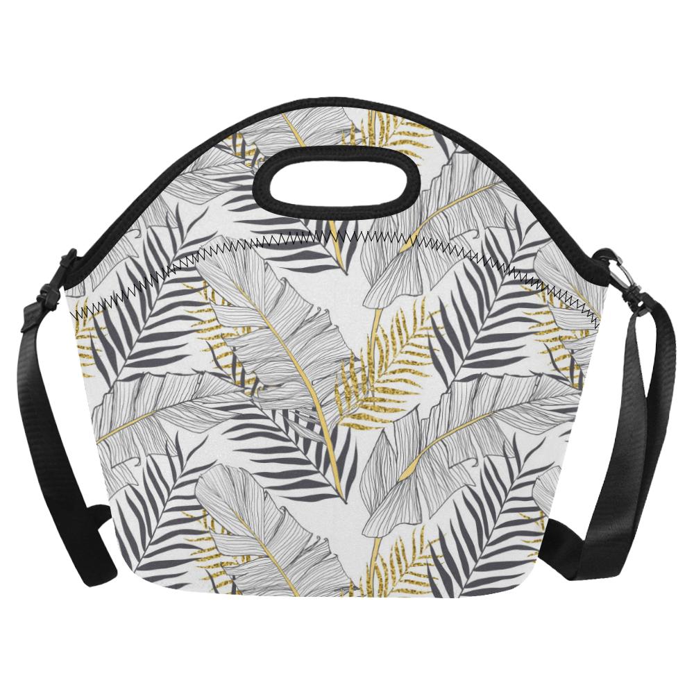 Gold Glitter Tropical Palm Leaves Neoprene Lunch Bag (Model 1669)(Large)-JTAMIGO.COM