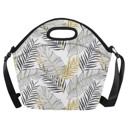 Gold Glitter Tropical Palm Leaves Neoprene Lunch Bag (Model 1669)(Large)-JTAMIGO.COM
